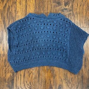 Zara Blue Knitted Shrug with Asymmetrical Hem